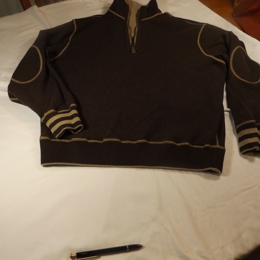 Daniel Cremieux Knit Reversible Brown Size L 1/4 Zip Mock Neck Sweater - Picture 8 of 12